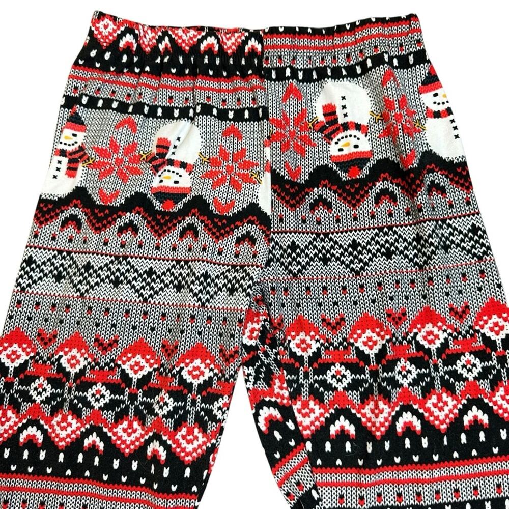 No Boundaries Snowman Christmas Leggings Size Small Red White Black